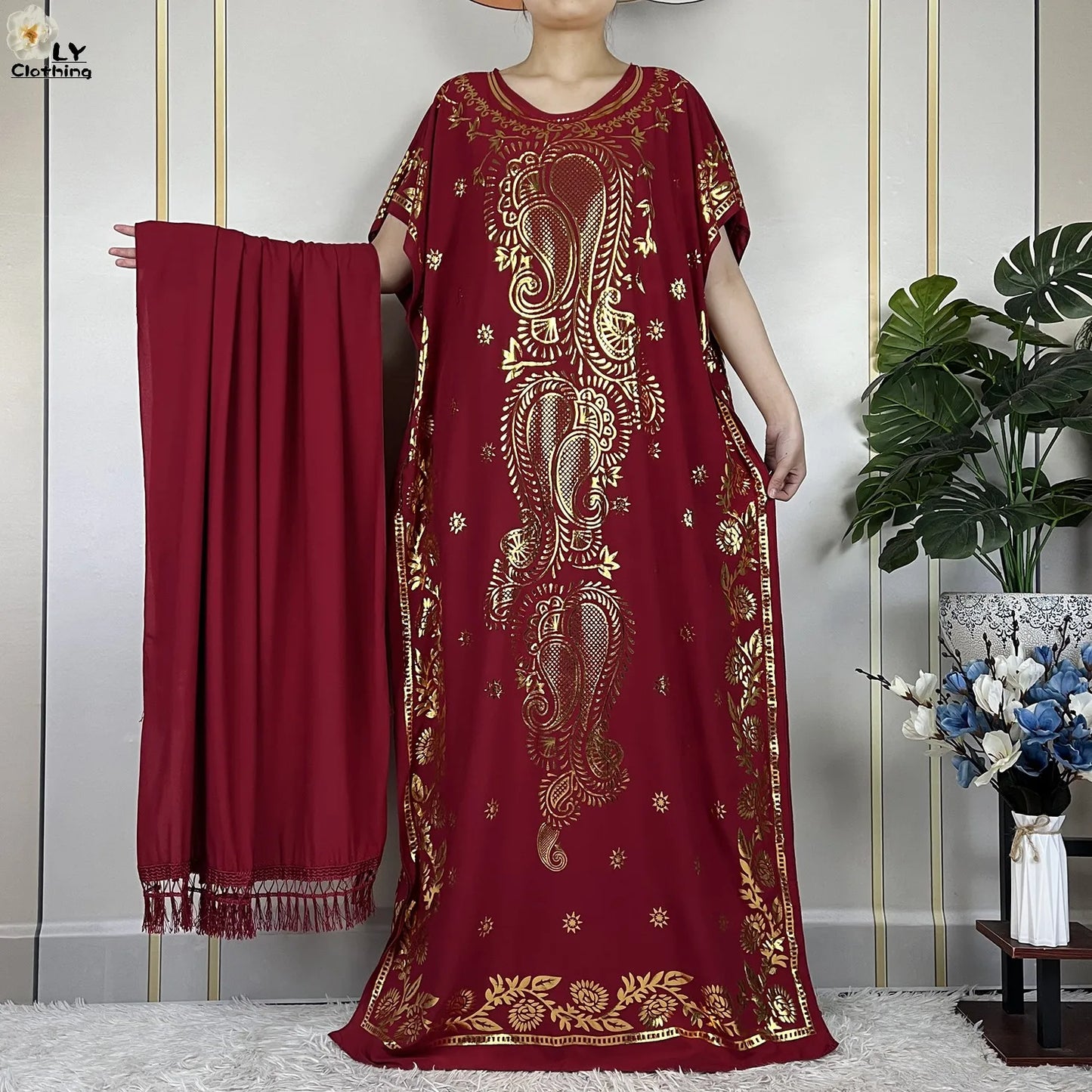 Neue Sommer Abaya für Frauen lässig Kurzarm weiches Baumwoll kleid Dubai Kaftan lose Dame Maxi Islam afrikanisches Kleid mit großem Schal