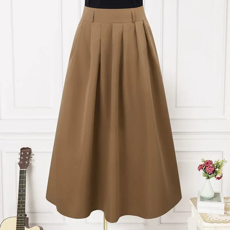 ZANZEA Women High Waist Jupe 2025 Autumn Vintage Office Falda Korean Fashion Pleating Swing Skirt Holiday Loose Solid Maxi Skirt.