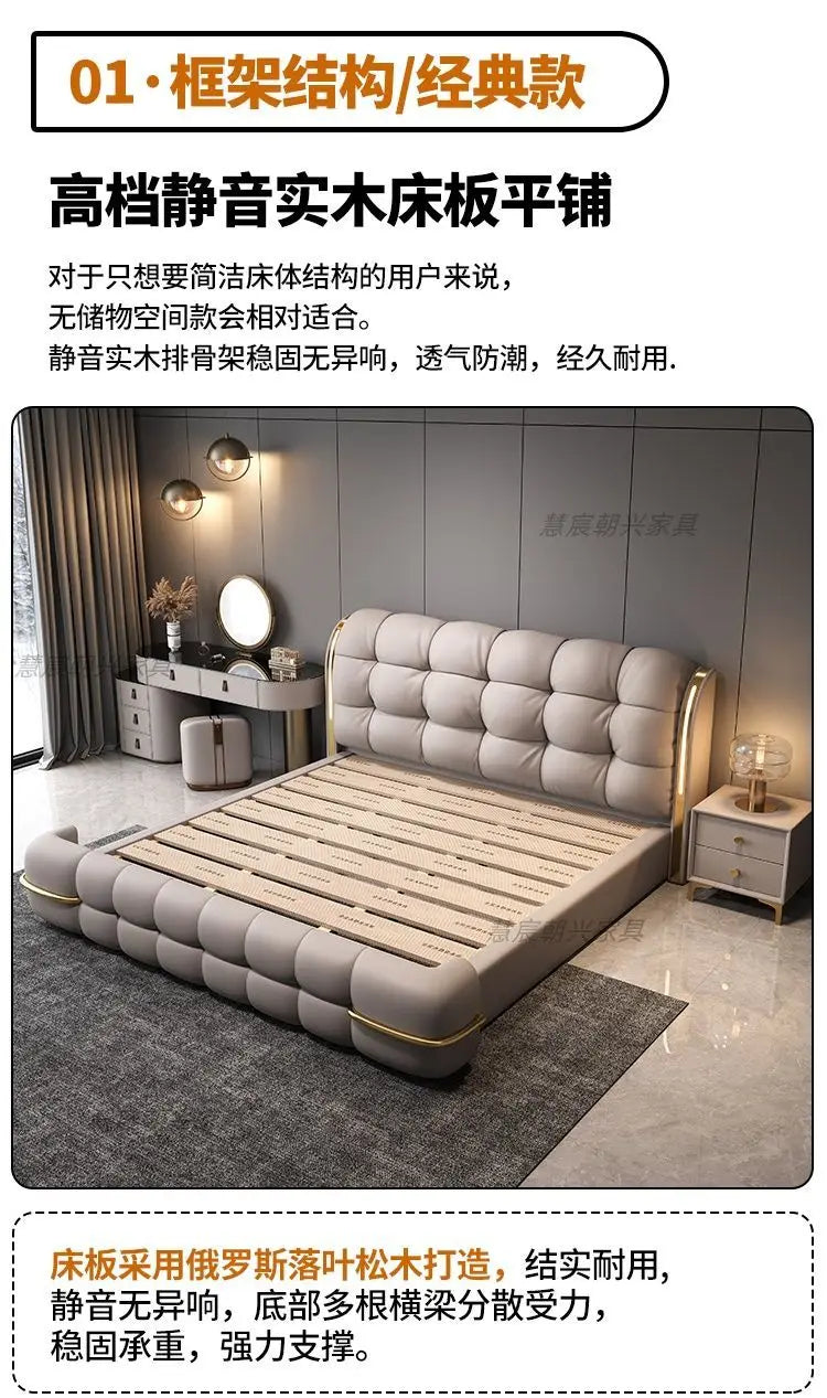 Kopfteil-Aufbewahrungsbetten, gepolstert, minimalistische Doppelbett-Schlafbetten, luxuriös, einzigartig, Muebles Para Dormitorio, Möbelzubehör