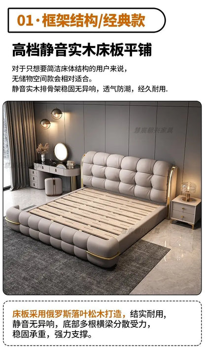 Kopfteil-Aufbewahrungsbetten, gepolstert, minimalistische Doppelbett-Schlafbetten, luxuriös, einzigartig, Muebles Para Dormitorio, Möbelzubehör