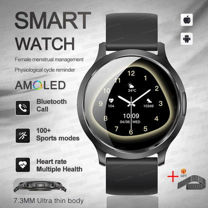 New Women Smart Watch 1.32"Ultra-thin AMOLED HD Screen Sport Fitness Bracelet Custom Watch Face Bluetooth Call Luxury Smartwatch