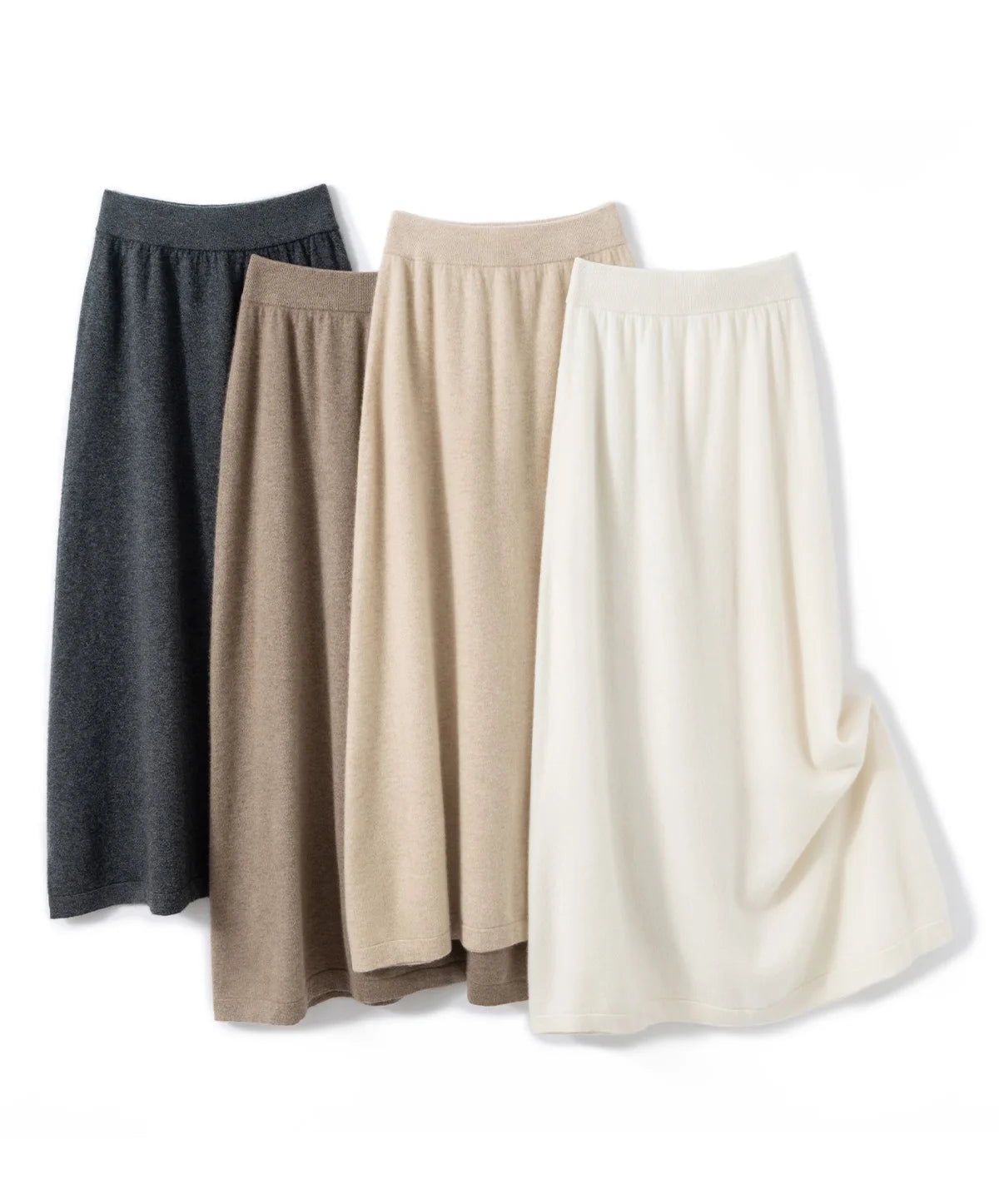 Pure cashmere half skirt, A-line loose, hip-hugging, high-end and exquisite long knitted hip-hugging skirt for autumn and winter.