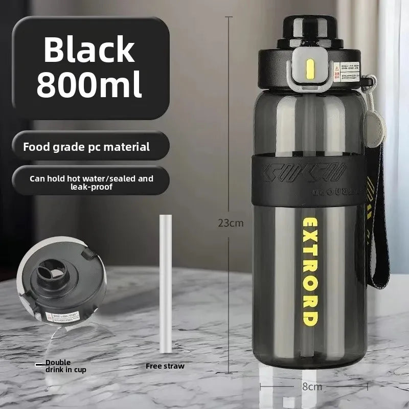 Large Capacity Plastic Straw Cup Simple Design Portable Sports Fitness Water Bottle for Students Outdoor Use Dedicated Personal