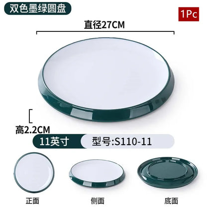 1Pc Commercial Melamine Tableware Household Plastic Dinner Plates Round Barbecue Salad Dishes Plate Kitchen Accessories