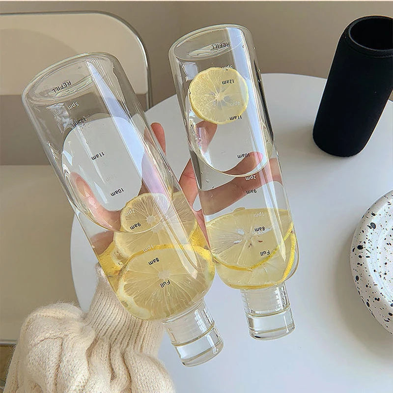 Newest Water Cup Sport Water Bottle With Time Scale Couple Plastic Portable Water Container Anti-drop Outdoor Water Bottle.