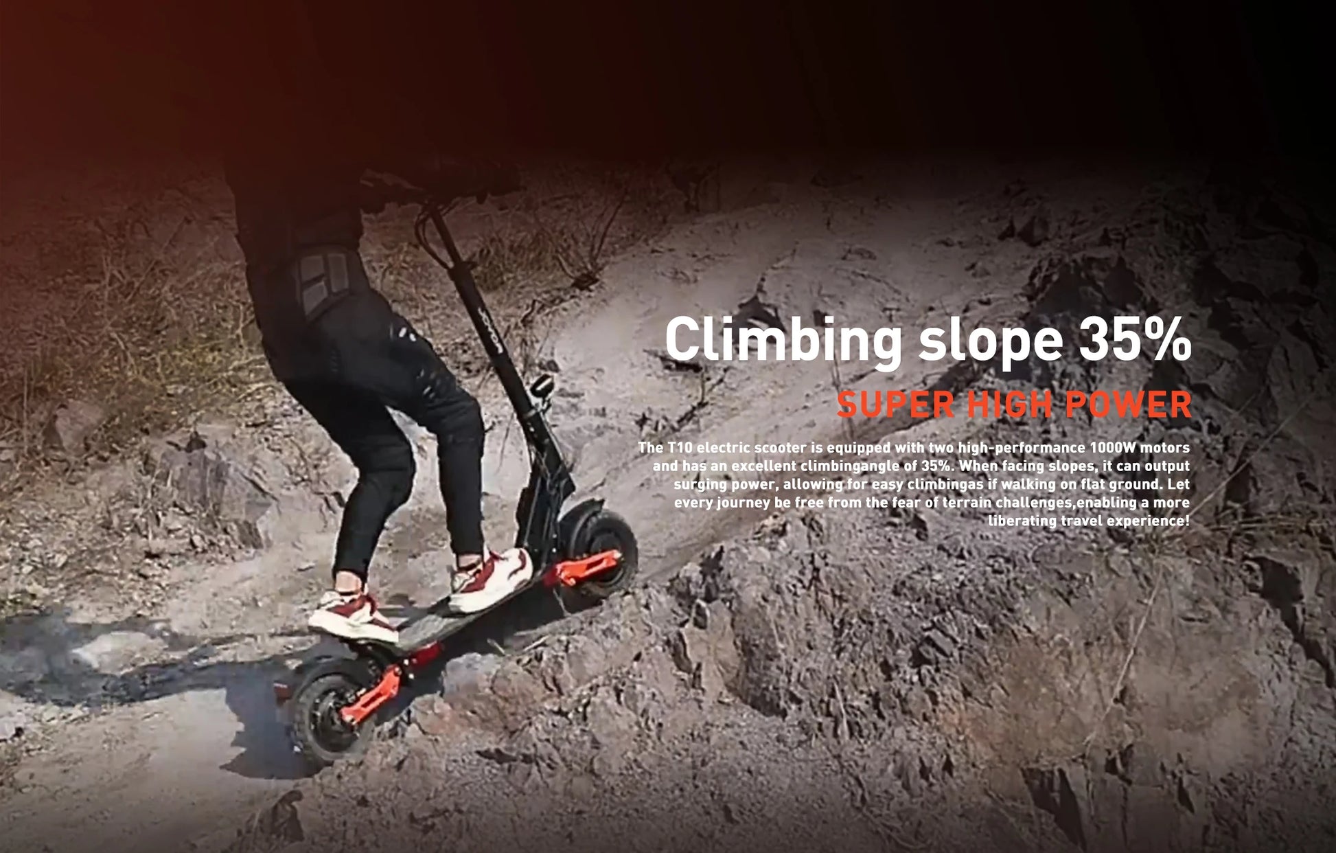 JOYOR T10 Adult Off-Road Electric Scooter 1000W*2 Motor 60V18AH Battery Escooter 10" Off-Road Tire Foldable E-Scooter.