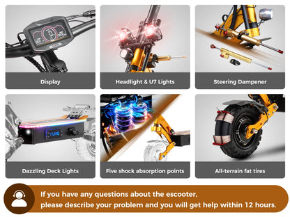 YUME X11+ adult electric scooter 6000W dual motor 60V 30Ah battery 11-inch tires top speed 95km/h range 100km..