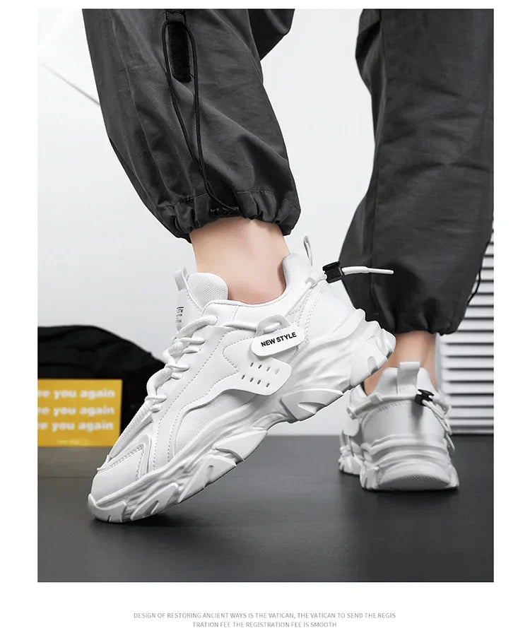 Men Sneakers Mesh Men Shoes PU Leather Platform Casual Sneakers Increased Vulcanized Shoes Light Running Shoes Tenis Masculino