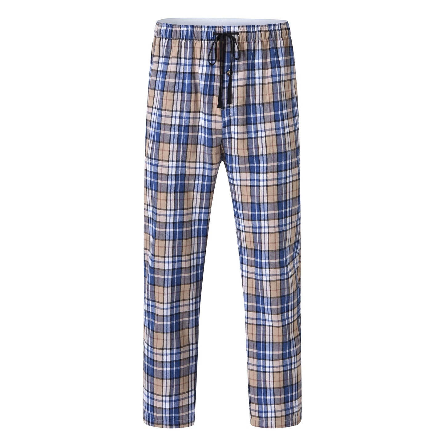 3Pcs Men's 100% Cotton Plaid Pajama Sleeping Pants, Long Plaid Print Sleepwear Pajama Pants with Elastic Waist Homewear.