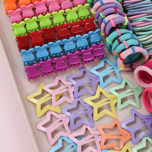 985Pcs Hair Accessories Set for Women Seamless Ponytail Holders Hair Bands Star Hair Clips Elastic Hair Ties.