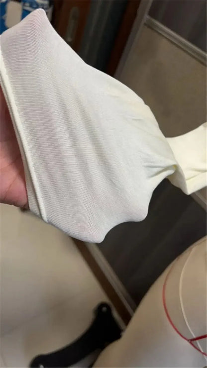 Slim Fit Long Sleeve Women's T-shirt Pure Color Design Pleated Detail Base Shirt Ladies Top Quality Material Comfortable Wear.