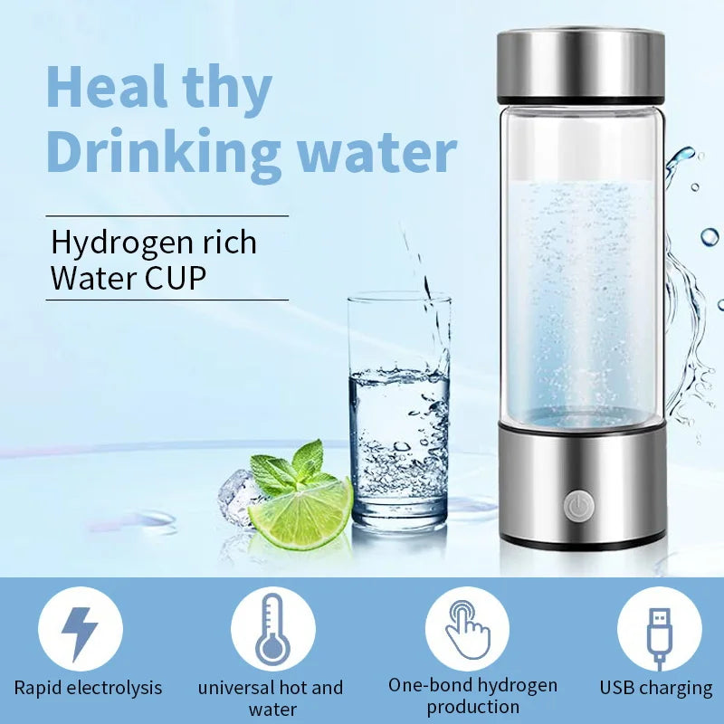 Portable Hydrogen Water Generator Alkaline Maker Water Ionizer Bottle Super Antioxidan Hydrogen-Rich Healthcare Water Cup.