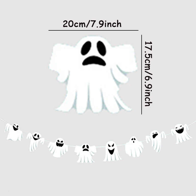 1set Halloween Banner Geist Fledermaus Kürbis Papier Banner Party Favors Kinder Zimmer Tür Wand Fenster Aufhänger Baby Schule Ornament de.