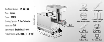 SucceBuy Meat Grinder 5 Lbs-21Lbs/Min Capacity Electric Meat Mincer with Blade Grinding Plate Sausage Maker for Kitchen Home Use.