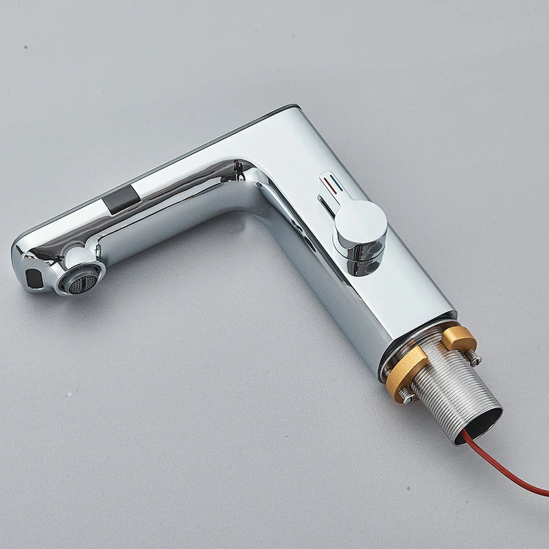 Touchless Sensor Basin Faucet Smart Digital Display Bathroom Sink Faucet Grey Sense Hot Cold Water Mixer Tap Battery Power