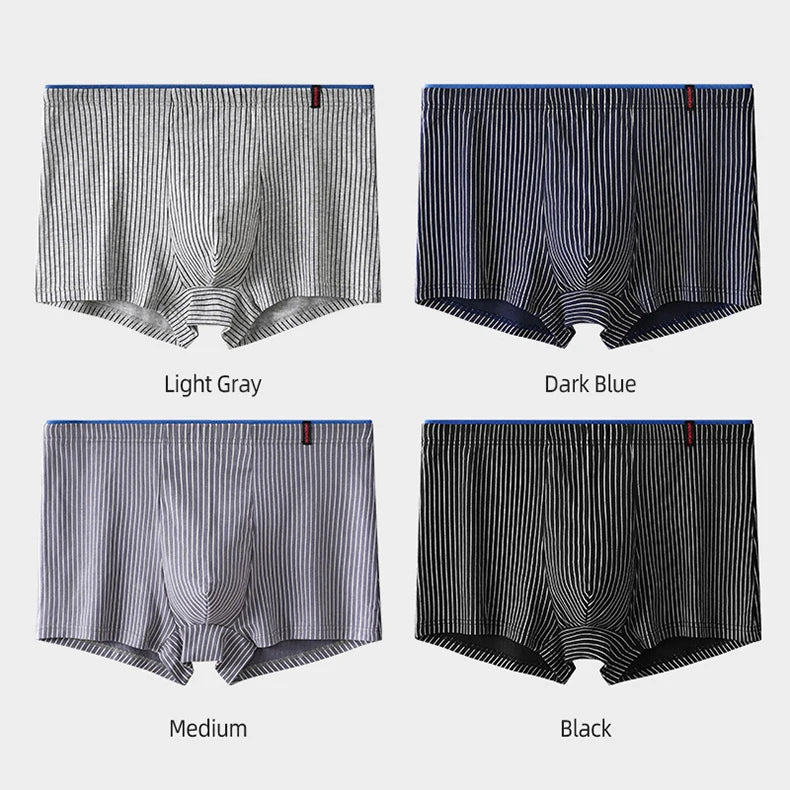 4Pcs Boxer Shorts männer Unterwäsche Sexy Höschen Baumwolle Boxer Gestreiften Unterhose Männlichen Shorts U Konvexen Dessous Plus Größe 2XL-6XL