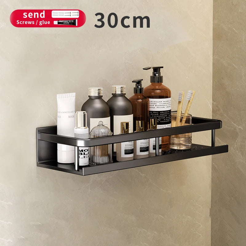 Bad Regal Make-Up Lagerung Organisatoren Aluminium Dusche Shampoo Handtuch Rack Regale Kein Bohrer Wand Regal Bad Zubehör