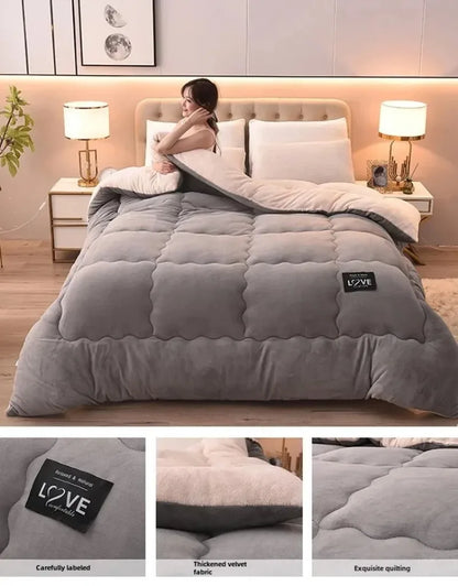 Lamb Velvet Winter Quilt Machine Washable Soft and Warm Blanket Spring and Autumn Quilt Super Warm Bedding Queen Comforter 겨울 이불