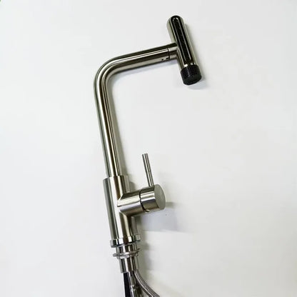 Black/Gray/Silver Pull-Out Kitchen Faucet Three Water Stream Sprayer Stainless Steel Hot and Cold Water Mixing Faucet Countertop