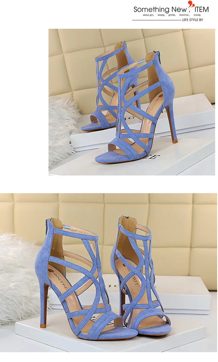 BIGTREE Shoes Roman Style High Heels Woman Pumps Stiletto Heels 11 Cm Women Heels Sexy Party Shoes Hollow Out Women Sandals 2025