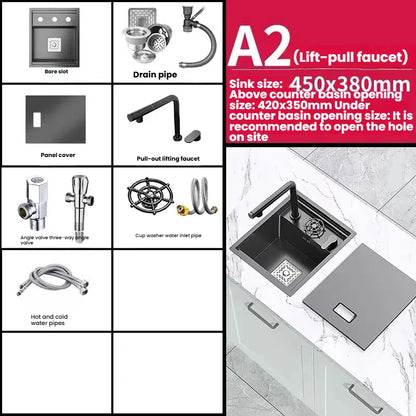 Stainless Steel Small Hidden Kitchen Sink Household Bar Wash Vegetable Basin Mini Single Slot With Cover Plate Cup Washer