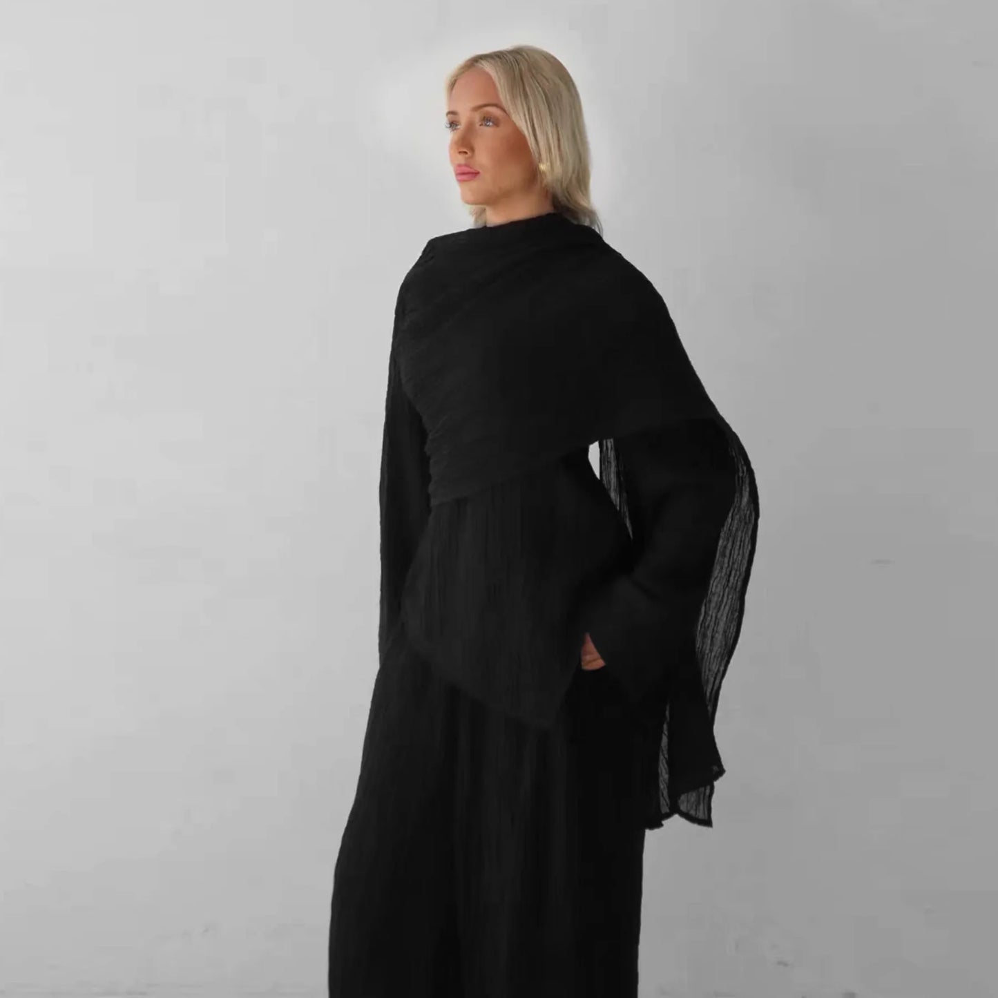 Eid Muslim Women Abaya Set Elegant Dubai Solid Color Button-Down Cardigan and Pants Suit Islam Modest Outfit 2025 Turkey Clothes.