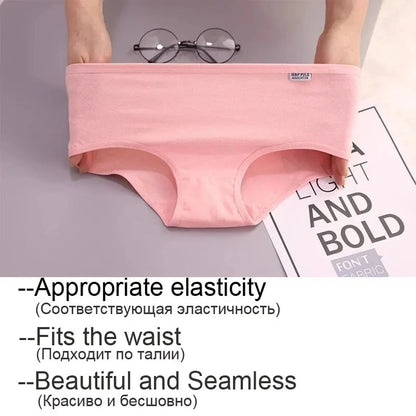 7Pcs Panties for Women Cotton Underwear Plus Size Sexy Briefs Girls Breathable Soft Lingerie Female Cute Solid Color Underpants.