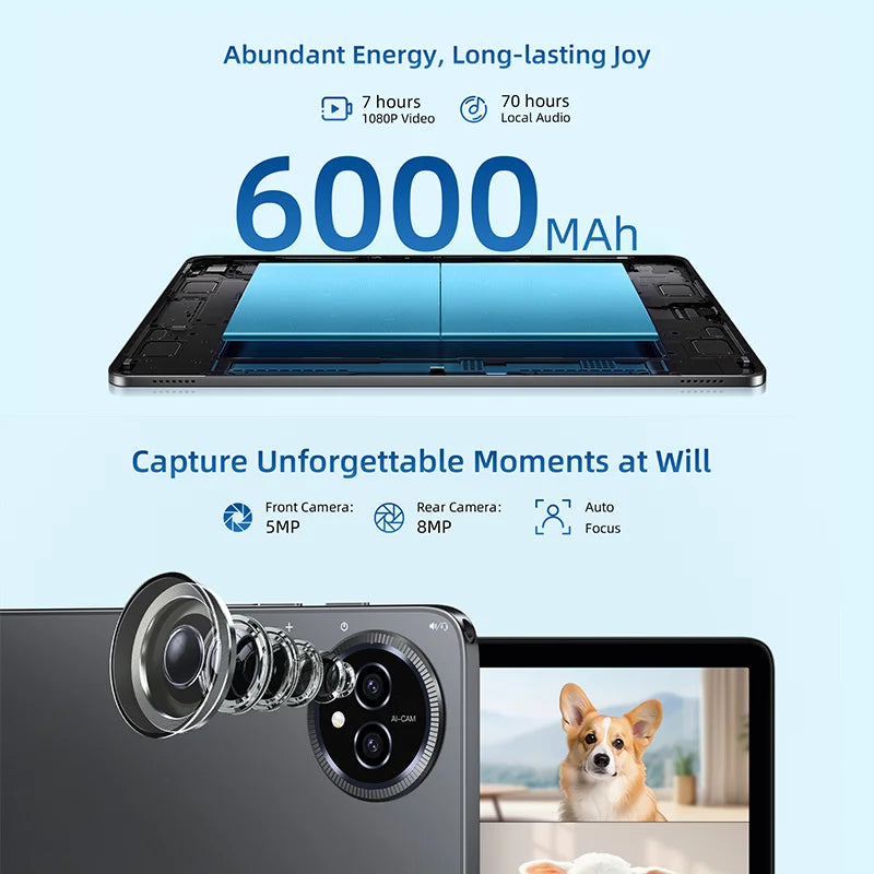 BMAX I10 Plus Android 15 10.1" HD Screen 4GB+8GB Expansion 128GB Storage UNISOC T606 ARM Mail G57  Dual Band Wi-Fi Tablet.