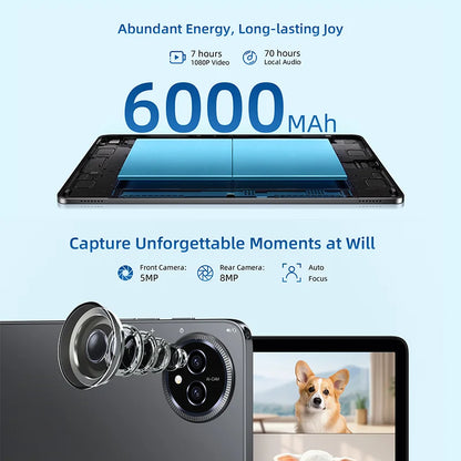 BMAX I10 Plus Android 15 10.1" HD Screen 4GB+8GB Expansion 128GB Storage UNISOC T606 ARM Mail G57  Dual Band Wi-Fi Tablet.