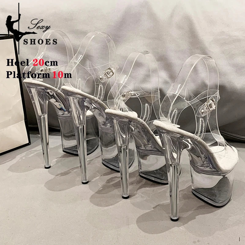 Platform sandals Girl shoes 20CM crystal Summer high heels ladies shoes on sale Pole Dance Pumps sandalias de mujer verano.