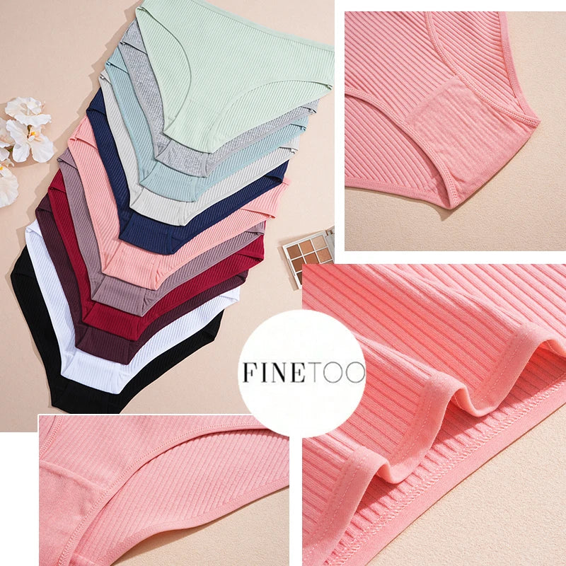 5PCS Women's Cotton Panties Sexy Low Waist Briefs Striped Underpants Female Comfortable Stretch Lingerie Ladies Soft Underwear.
