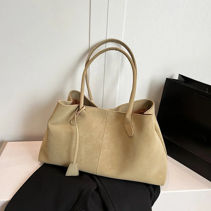 Korean Style Casual Suede Shoulder Bag for Girls Large Capacity All-match Shoulder Pouch Handbag Underarm Tote Storage