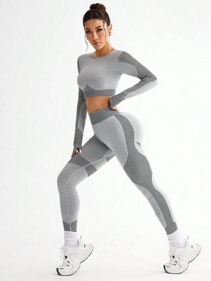 2pcs Hot-selling New Sports Tight Running Breathable Seamless Yoga Suit Women's Outdoor Fitness Suit Women's.