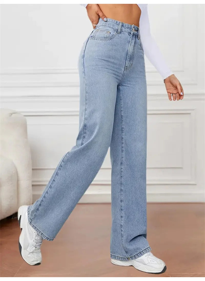 2025 Y2K Fashion Stretch Vintage Denim Pants Women Loose Baggy Straight Jeans Female Casual Mid Waist Trousers Trend Streetwear.