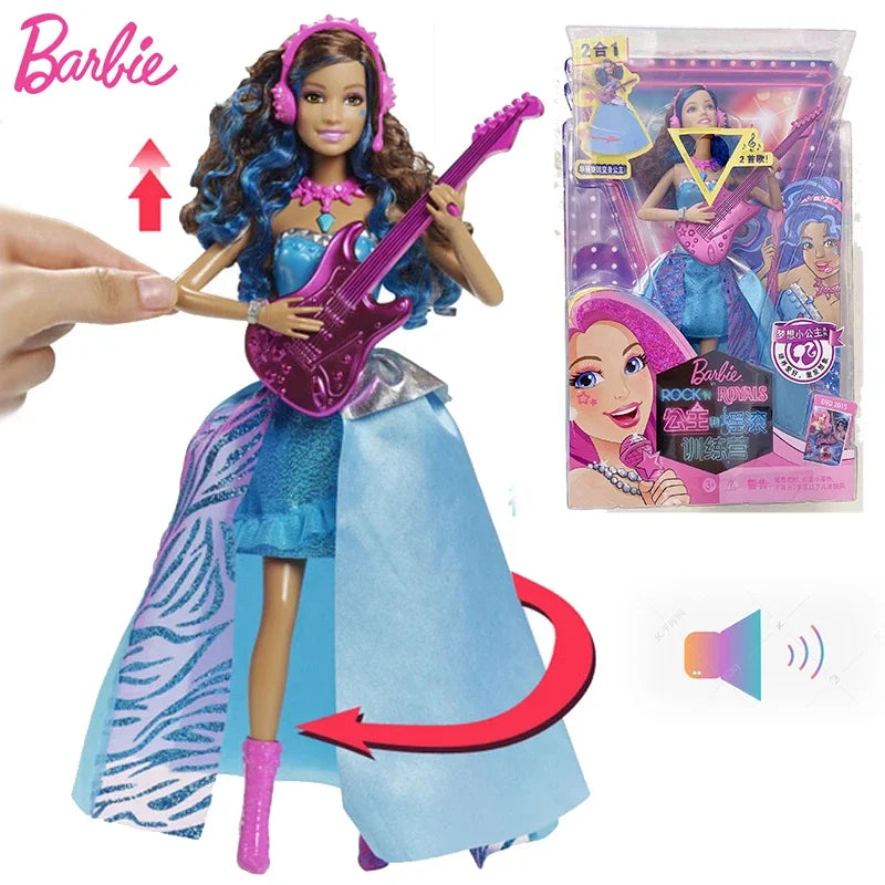 Original Mattel Barbie Fashionistas Doll Music Star Blonde Hair Bjd with Accessories Toys for Girls Collection Educational Props