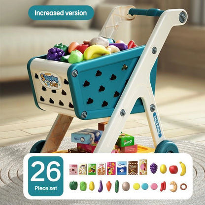 Shopping cart toy baby small trolley children play house fruit cut music kitchen supermarket men and girls Early Education toys