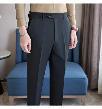 Men Suit Pants 2025 Elastic Slim Fit Formal Dress Pants Solid Casual White Trousers Pantalon Homme Wedding Party Men Clothing