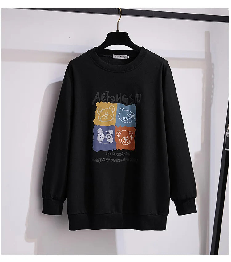 175Kg Plus Größe frauen Fehlschlag 170 Frühling Herbst Neue Lose Rundhals Cartoon Sweatshirt 6XL 7XL 8XL 9XL 10XL 11XL 6 Farben