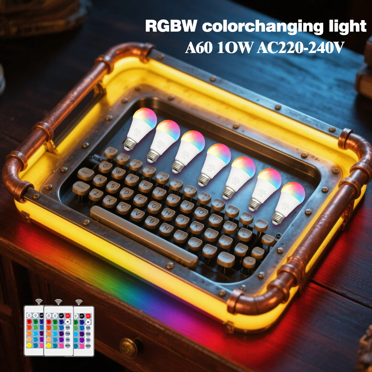 E27 RGB LED Light Bulb 220V 10W with IR Color Changing Control Remote Multicolor + White Lamp Spotlight for Bedroom Party Home.