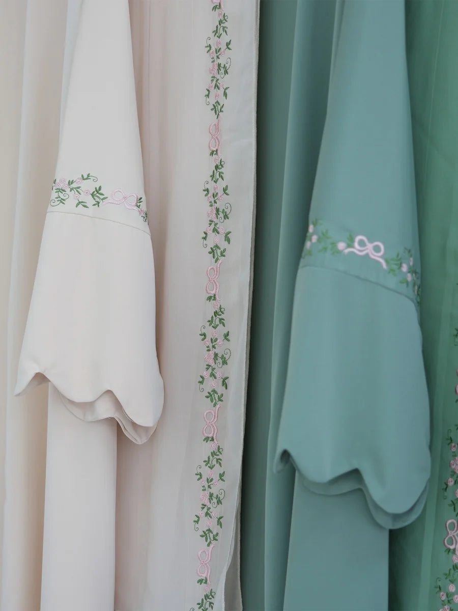 Middle East Women Arabic Dubai Abaya Luxury Kimono Cardigan Floral embroidery Long Dress Modest Robe Femme Islam Clothing Kebaya.