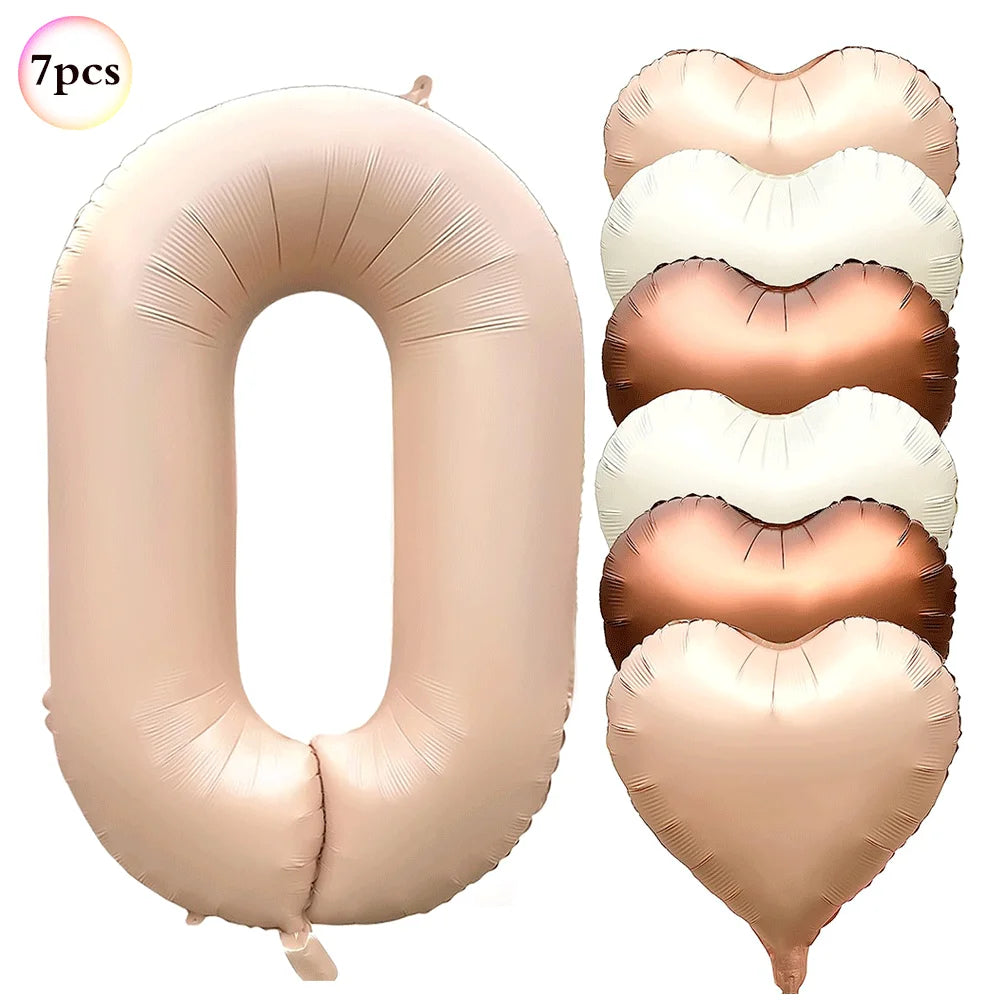 40in Cream Big Number Balloon 18in Three Color Love Foil Helium Balloons Aldult Birthday Set Boys Girls 1st Birthday Decorations