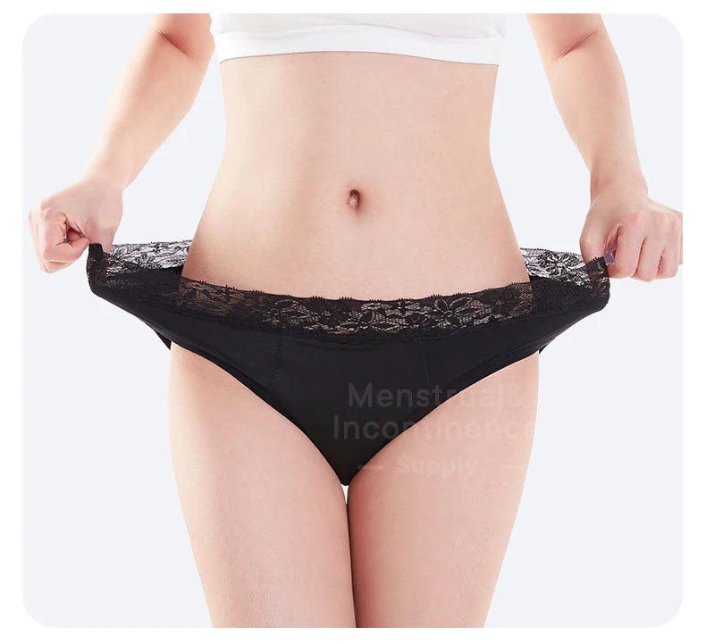 Mid-Waist Period Underwear for Women 4-Layer Anti-Leakage Super Absorbent Menstrual Panties for Daily Use Sports.