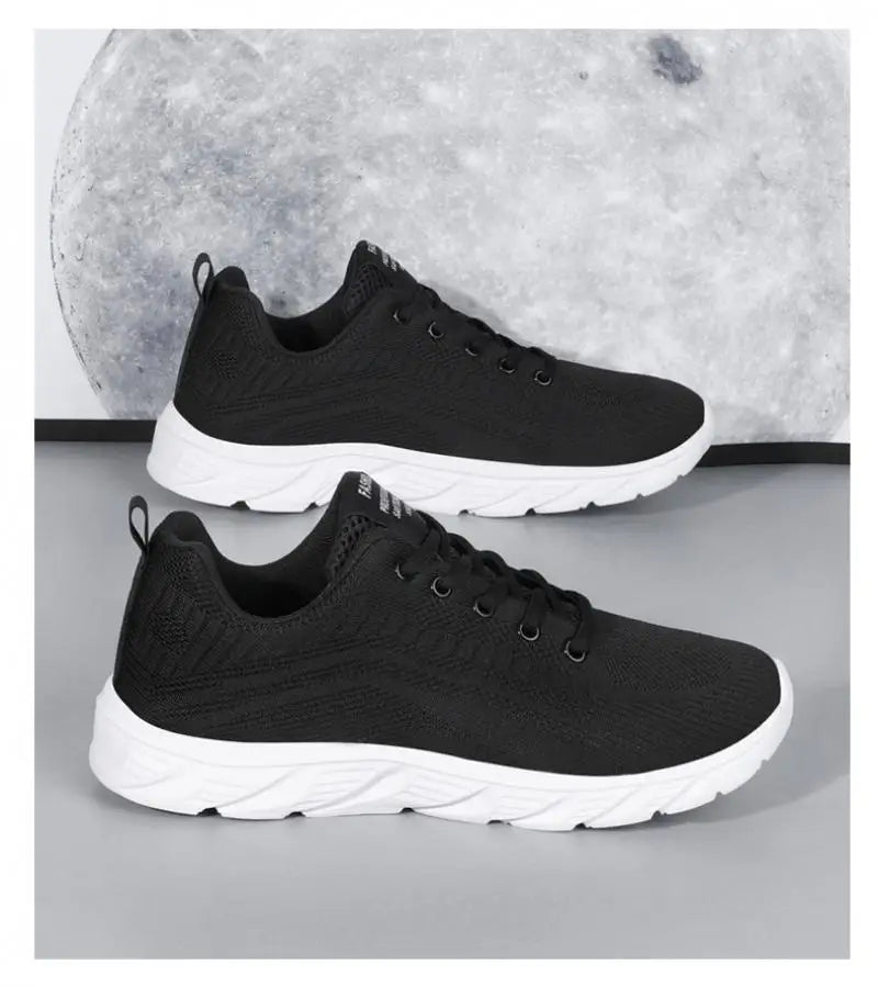 Men's Trendy Lace Up Knit Sneakers Casual Outdoor Athletic Running Walking Gym Shoes.