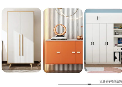 Matte PVC Vinyl Self Adhesive Wallpapers Furniture Renovation Films White DIY Decorative Kitchen Cabinet Waterproof Wall Sticker