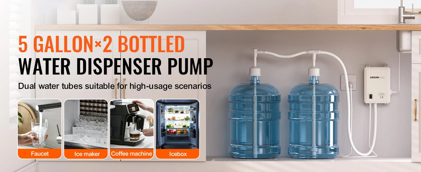 SucceBuy Water Bottle Dispenser Pump System Filter Softener Single/Double Pipe Reverse Osmosis Equipment for Ice Maker.