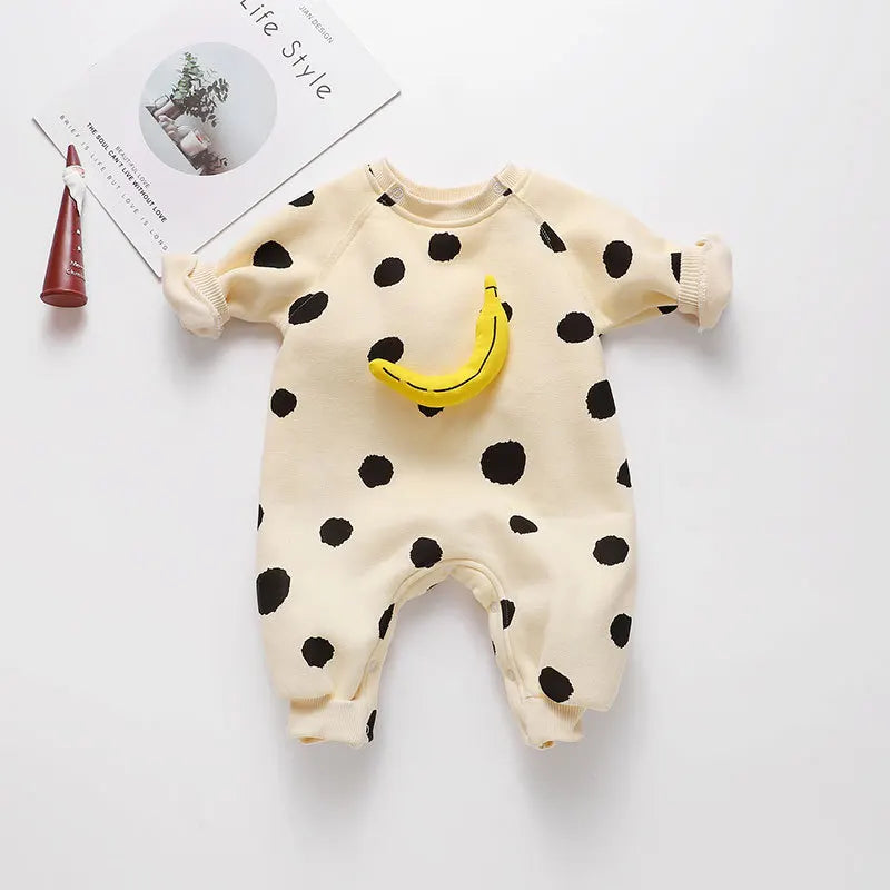 Frühling Baby Kleidung Banana Strampler Baumwolle Nachtwäsche Koreanische Neugeborene Kleidung Junge Mädchen Body Banana Dot Kleinkind Overall.