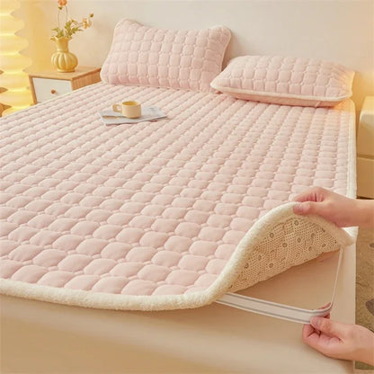 2024 New Class A Thickened Milk Fleece Mattress Winter Warm Fleece Bed Cover Student Dormitory Mat Quilt