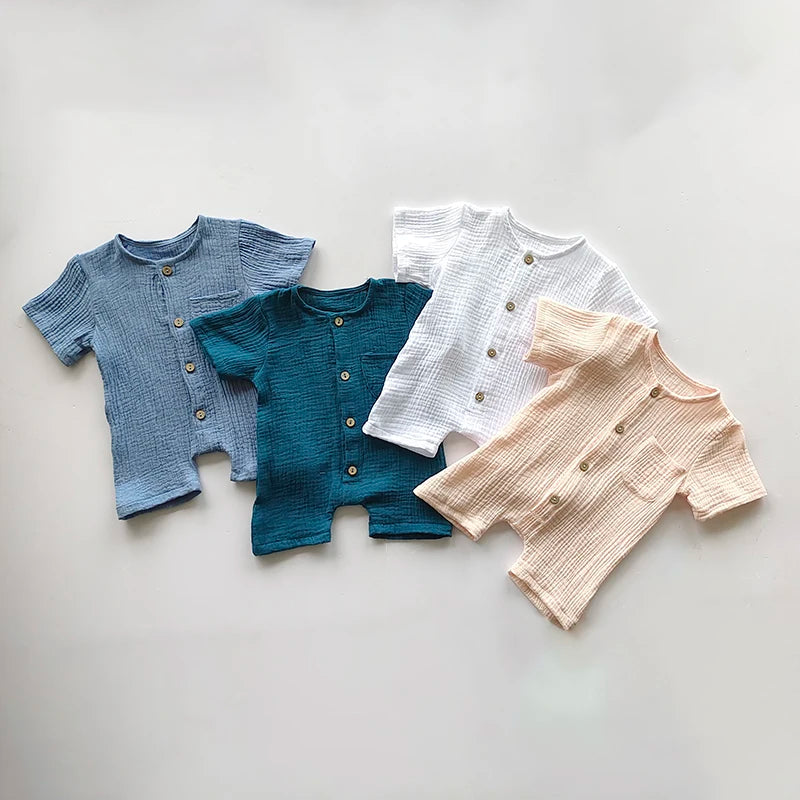 Neugeborenes Baby, Unisex, kurze Ärmel, Strampler aus Bio-Baumwolle, Rundhalsausschnitt, Marineblau, Strampler, Unisex, einteilige Sommer-Strampler-Kleidung.