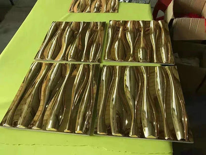 50pcs 50x50cm car Metal plating color 3D Wall Panel Rose Flower electroplate 3D Wall Stickers Wedding party background wall art