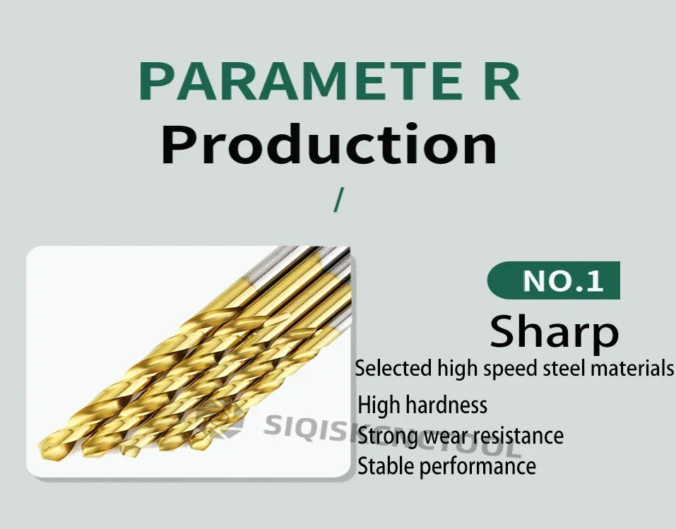LOCO 50 Stück Titanbeschichtete Bohrer HSS Schnellarbeitsstahl-Set Werkzeug Hochwertige Elektrowerkzeuge 1/1,5/2/2,5/3 mm